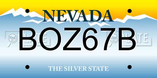 BOZ67B Nevada License Plate