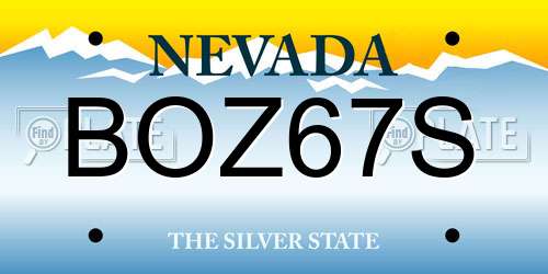BOZ67S Nevada License Plate