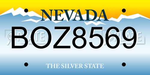 BOZ8569 Nevada License Plate