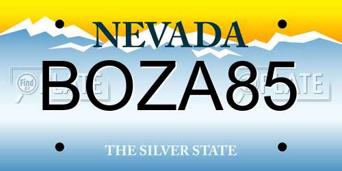BOZA85 Nevada License Plate