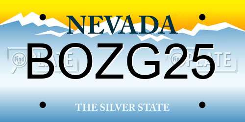 BOZG25 Nevada License Plate