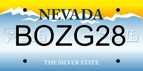 BOZG28 Nevada License Plate