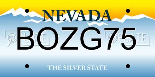 BOZG75 Nevada License Plate