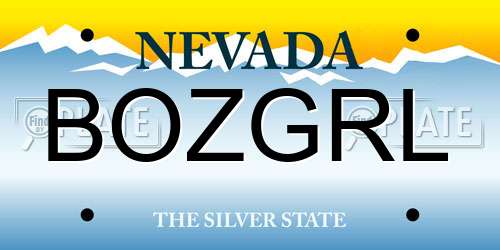 BOZGRL Nevada License Plate
