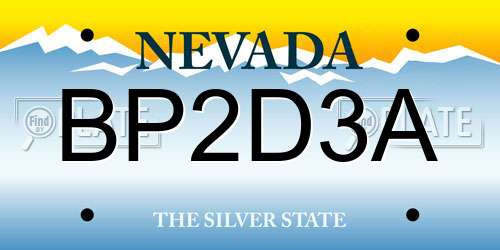 BP2D3A Nevada License Plate