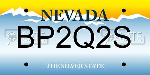 BP2Q2S Nevada License Plate