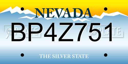 BP4Z751 Nevada License Plate