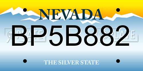 BP5B882 Nevada License Plate