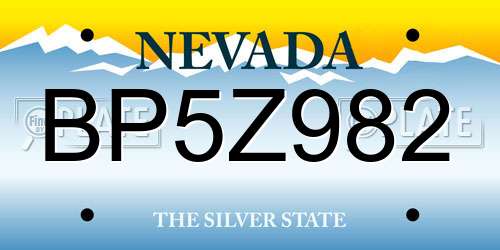 BP5Z982 Nevada License Plate