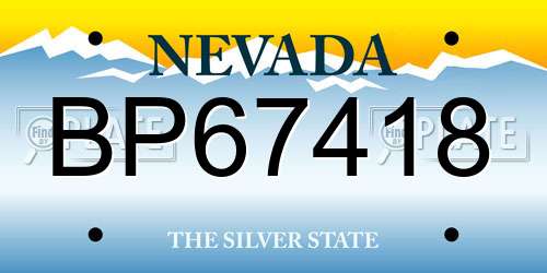 BP67418 Nevada License Plate