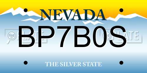 BP7B0S Nevada License Plate