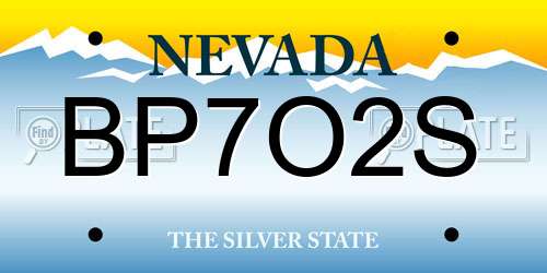 BP7O2S Nevada License Plate