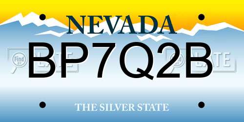 BP7Q2B Nevada License Plate