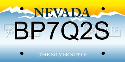 BP7Q2S Nevada License Plate