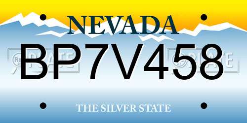 BP7V458 Nevada License Plate