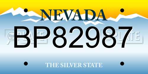 BP82987 Nevada License Plate