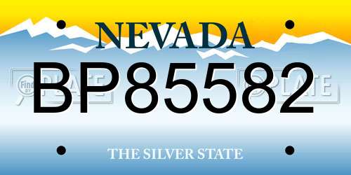 BP85582 Nevada License Plate
