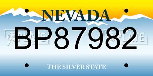 BP87982 Nevada License Plate