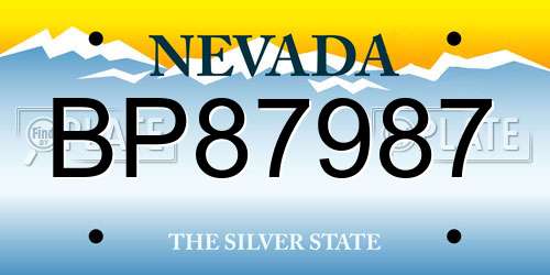 BP87987 Nevada License Plate