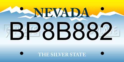 BP8B882 Nevada License Plate