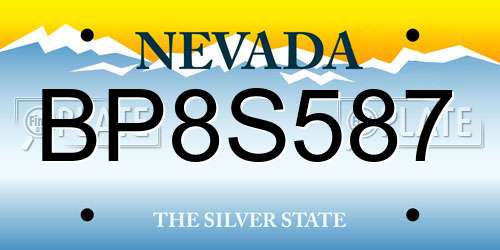 BP8S587 Nevada License Plate
