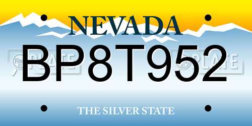 BP8T952 Nevada License Plate