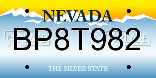 BP8T982 Nevada License Plate