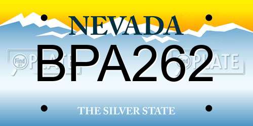 BPA262 Nevada License Plate