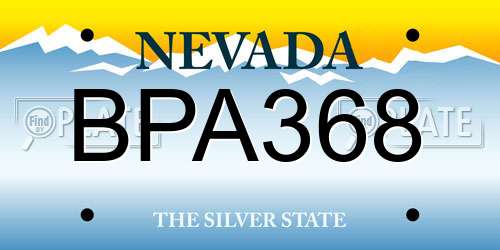 BPA368 Nevada License Plate