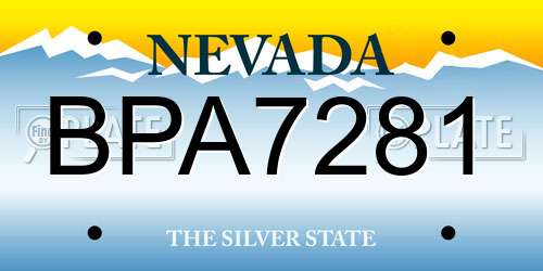 BPA7281 Nevada License Plate