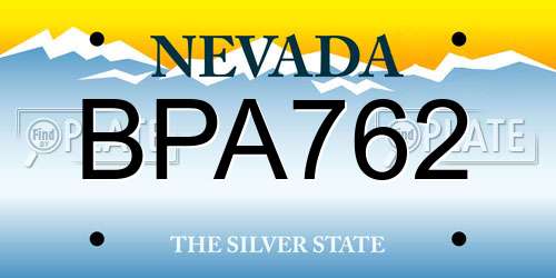 BPA762 Nevada License Plate