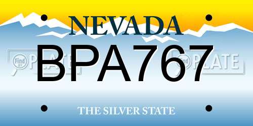 BPA767 Nevada License Plate