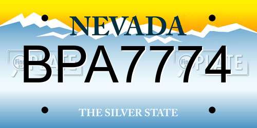 BPA7774 Nevada License Plate