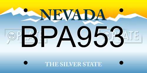 BPA953 Nevada License Plate