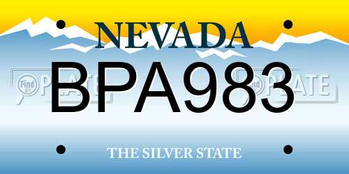 BPA983 Nevada License Plate