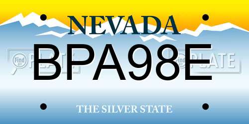 BPA98E Nevada License Plate
