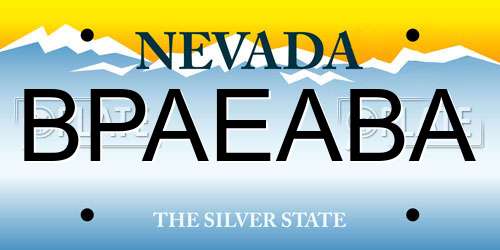 BPAEABA Nevada License Plate