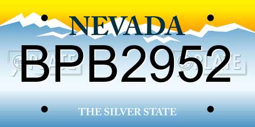 BPB2952 Nevada License Plate