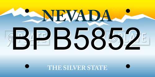 BPB5852 Nevada License Plate