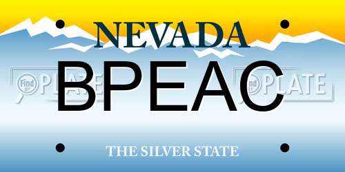 BPEAC Nevada License Plate