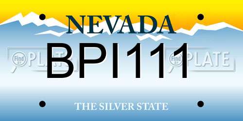 BPI111 Nevada License Plate