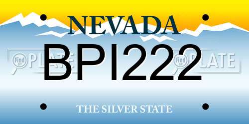 BPI222 Nevada License Plate