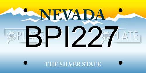 BPI227 Nevada License Plate