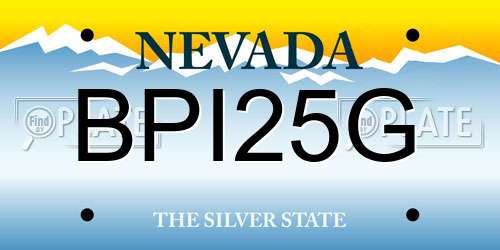 BPI25G Nevada License Plate
