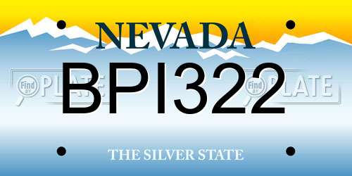 BPI322 Nevada License Plate
