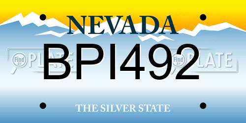 BPI492 Nevada License Plate