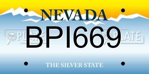 BPI669 Nevada License Plate