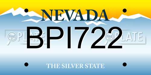 BPI722 Nevada License Plate