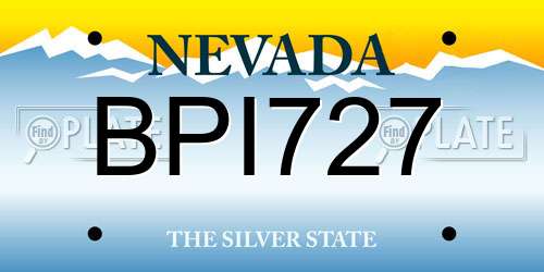 BPI727 Nevada License Plate