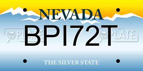 BPI72T Nevada License Plate